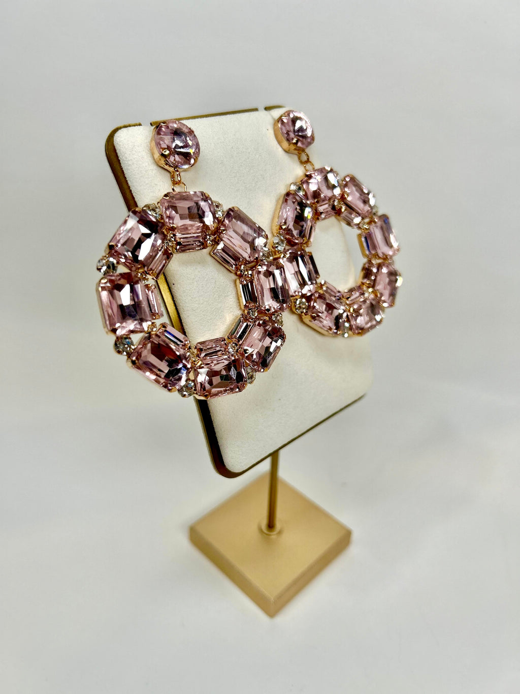 Luz - Pink Crystal Hoop Earrings