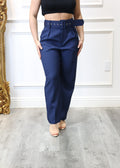 Ximena - Navy Blue High-Waisted Pants