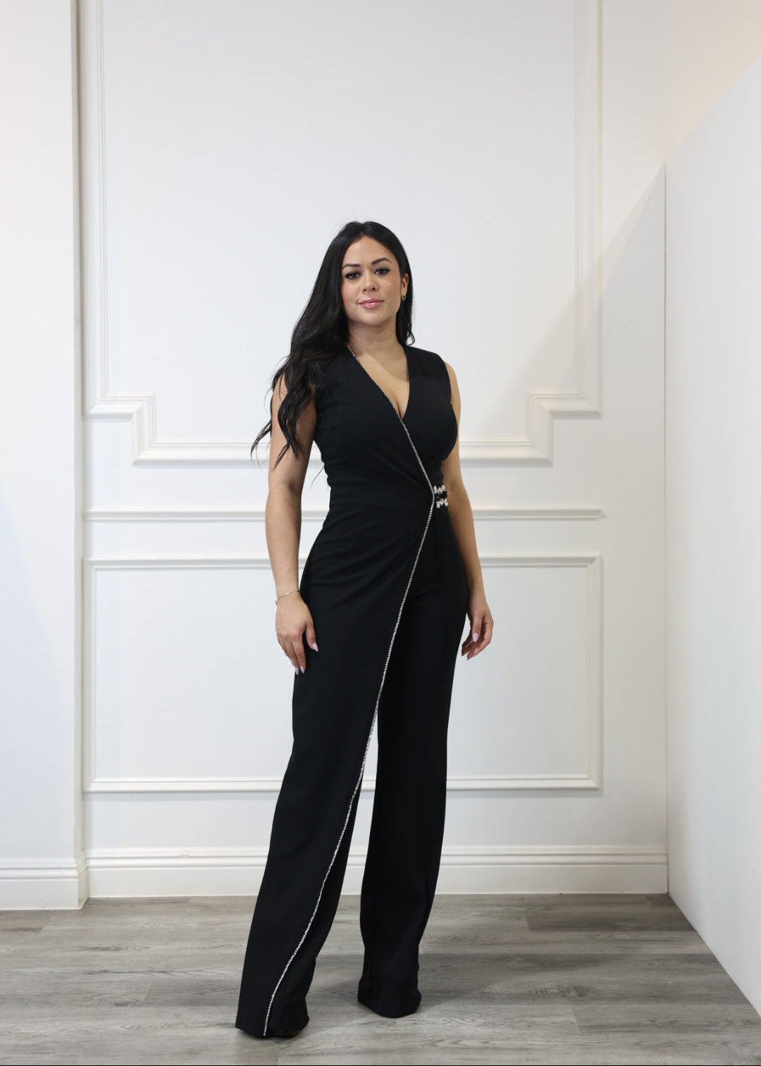 Bonnie - Asymmetrical Shoulder Cape Jumpsuit