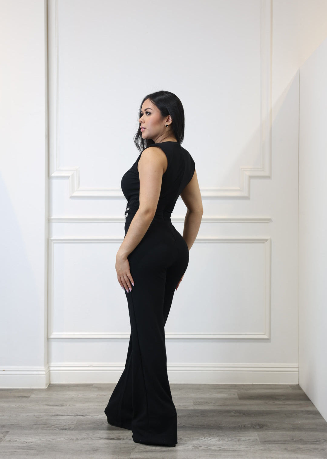 Bonnie - Asymmetrical Shoulder Cape Jumpsuit