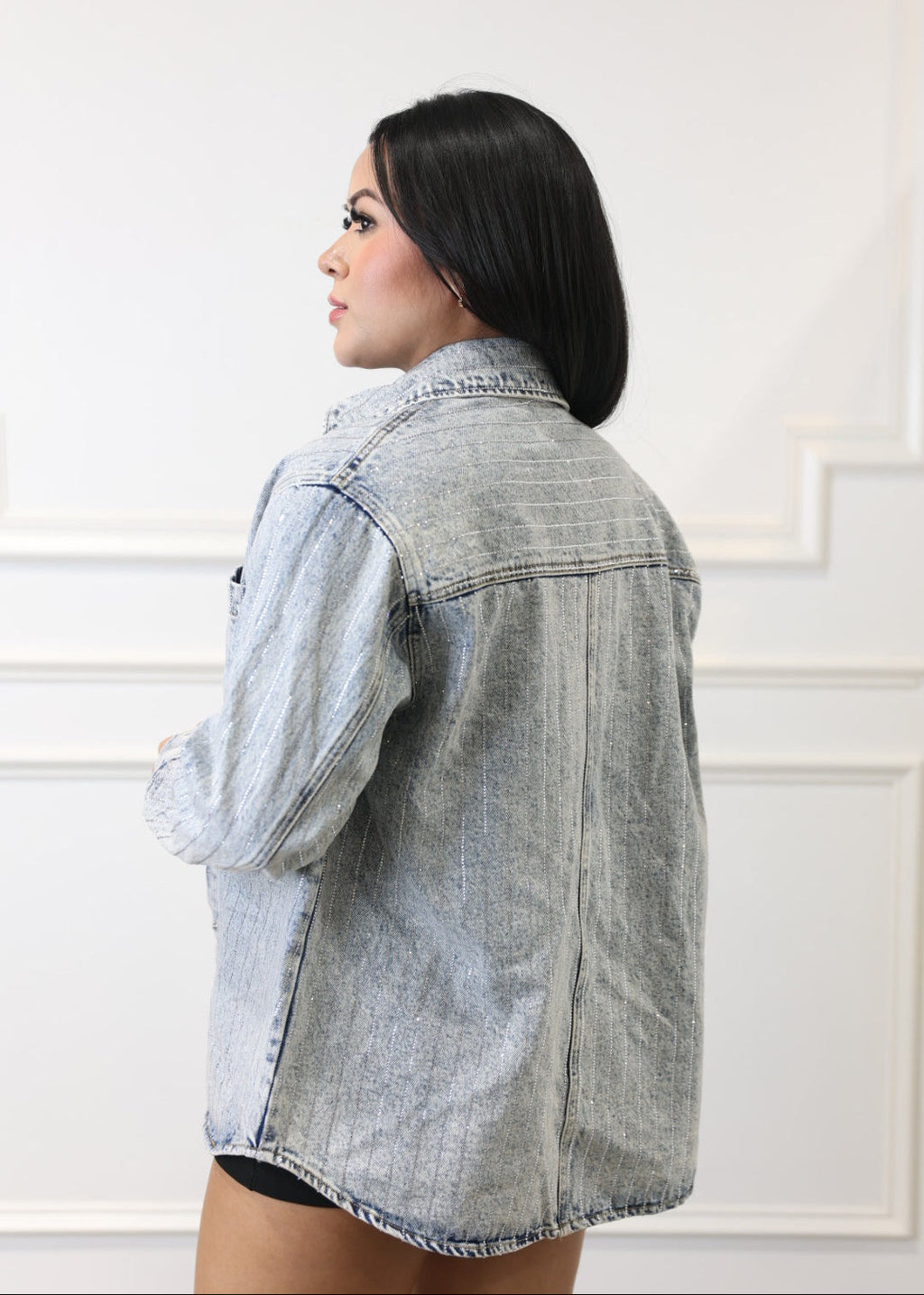 Gemma - Silver Oversized Denim Jacket