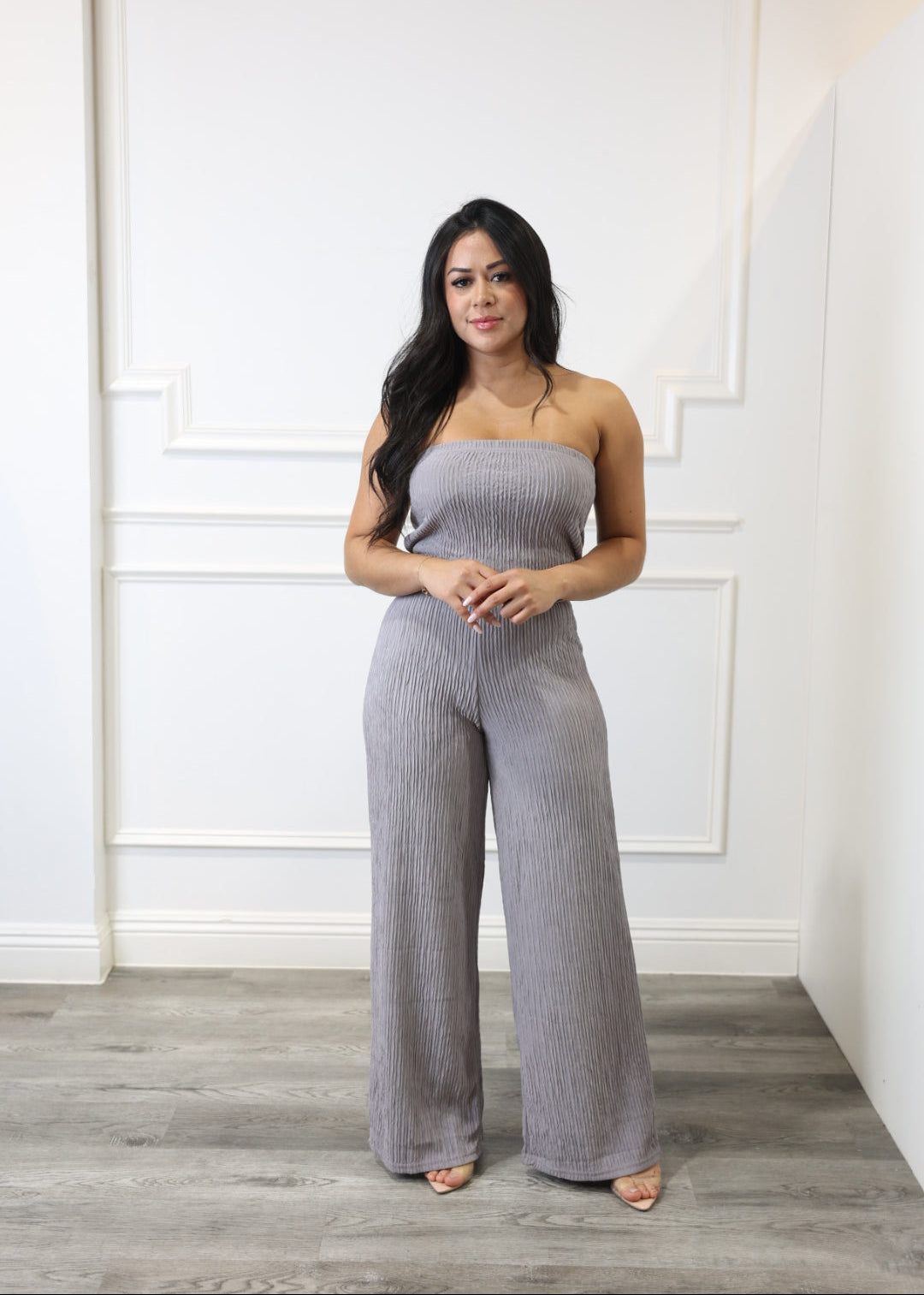Alyssa - Gray Wide-Leg Jumpsuit