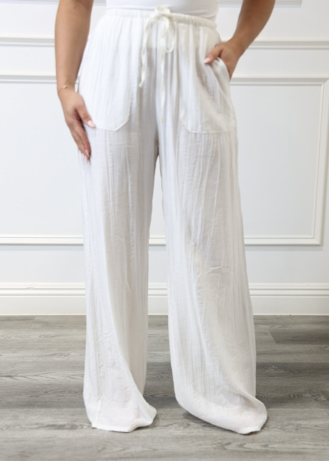 Danny - White Oversized Adjustable Waist Pants