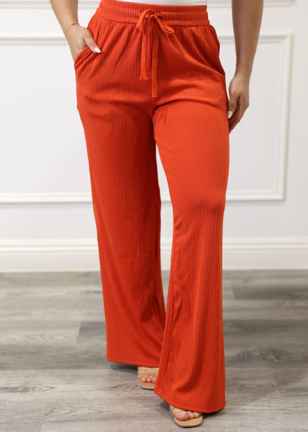 Belinda - Orange Wide-Leg Pleated Pants