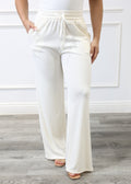 Belinda - White Wide-Leg Pleated Pants