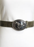 Belén – Olive Green Belt with Horse Head Silver Buckle