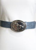 Belén – Blue Belt with Horse Head Silver Buckle