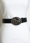 Belén – Black Belt with Horse Head Silver Buckle