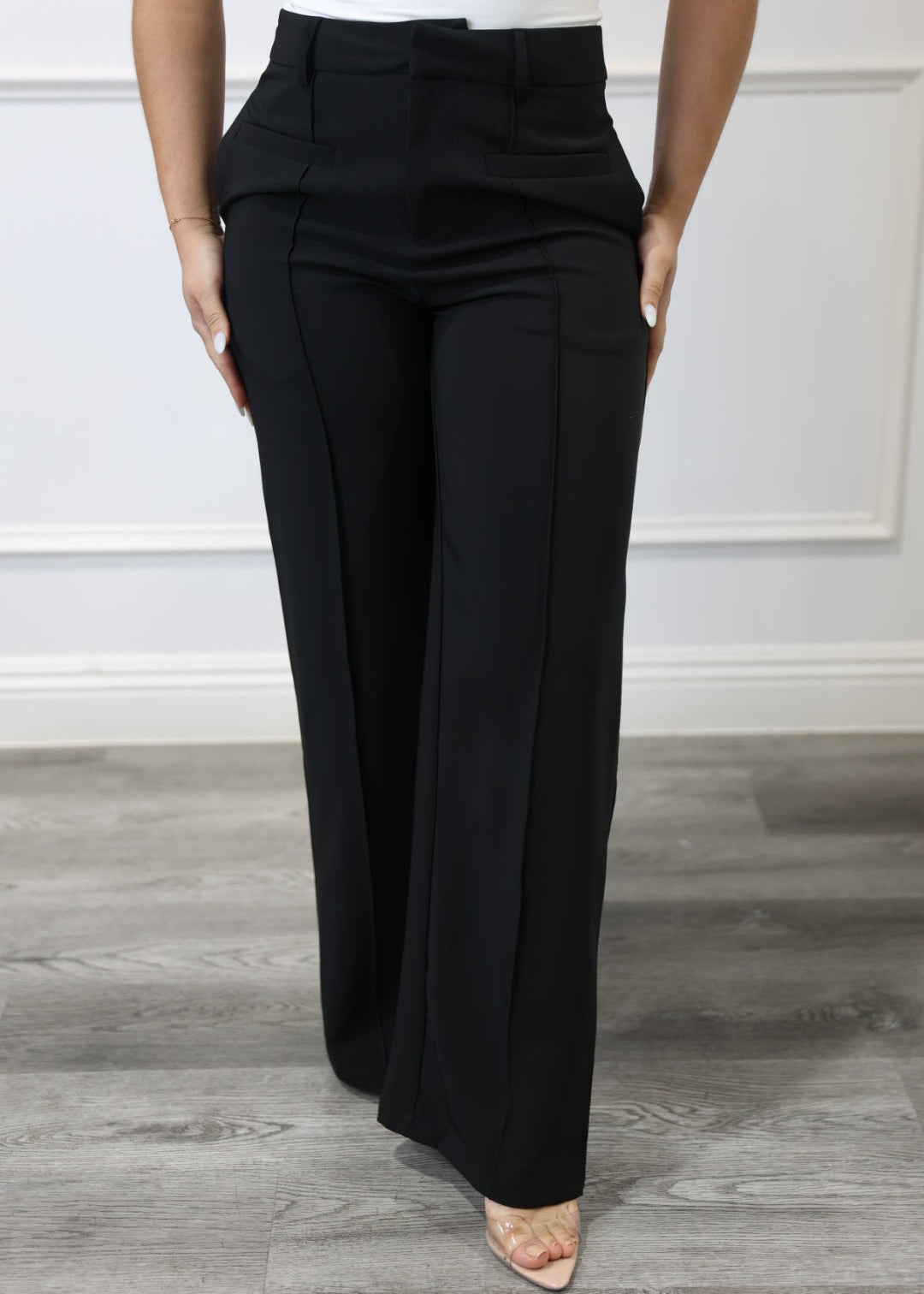 Linda - Black Wide-Leg Formal Pants