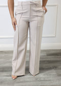 Linda - Beige Wide-Leg Formal Pants