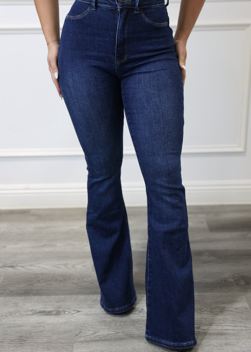 Cara - Dark Blue High-Waisted Denim Pants