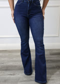 Cara - Dark Blue High-Waisted Denim Pants