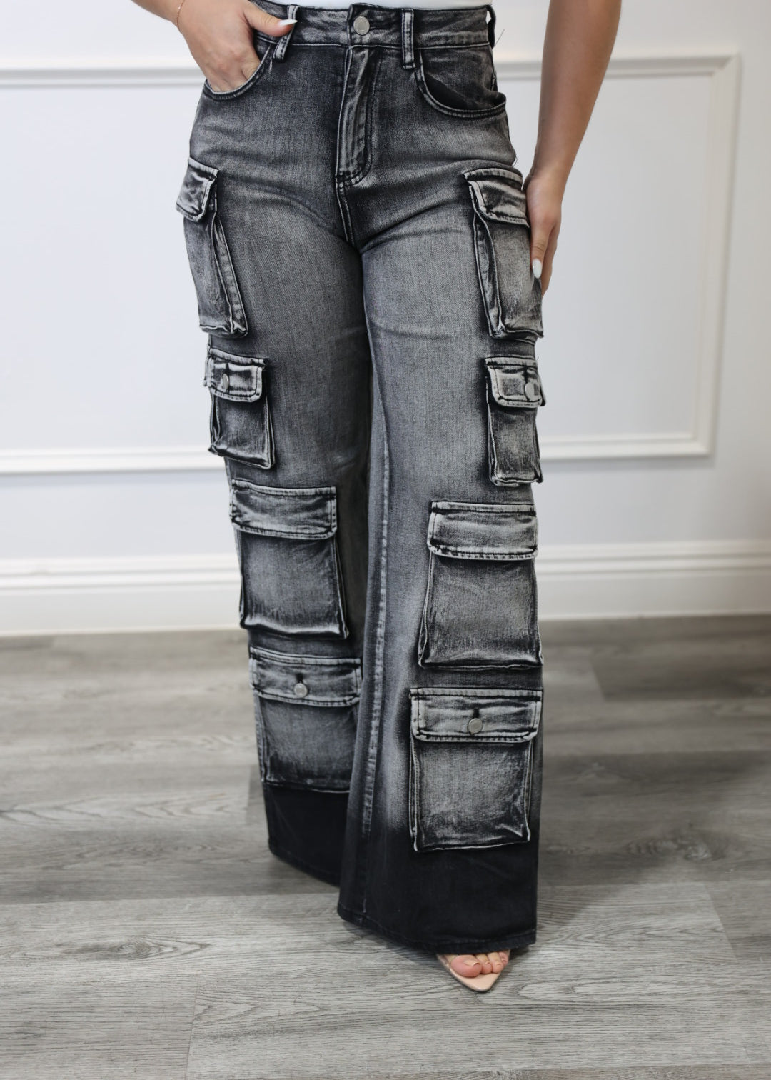 Luna - Gray Urban Cargo Jeans