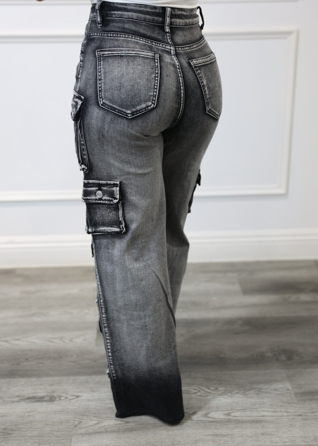 Luna - Gray Urban Cargo Jeans