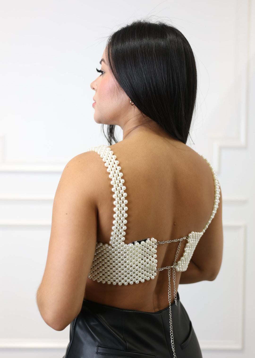 Wendy - Pearl Beaded Bralette Top