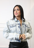 Elise - Cropped Blue Denim Jacket
