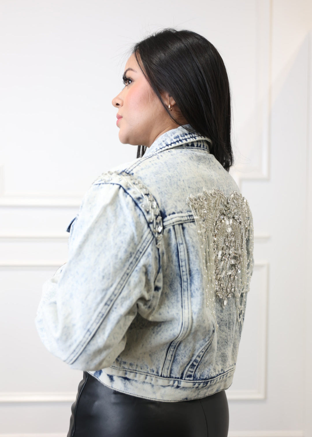 Elise - Cropped Blue Denim Jacket