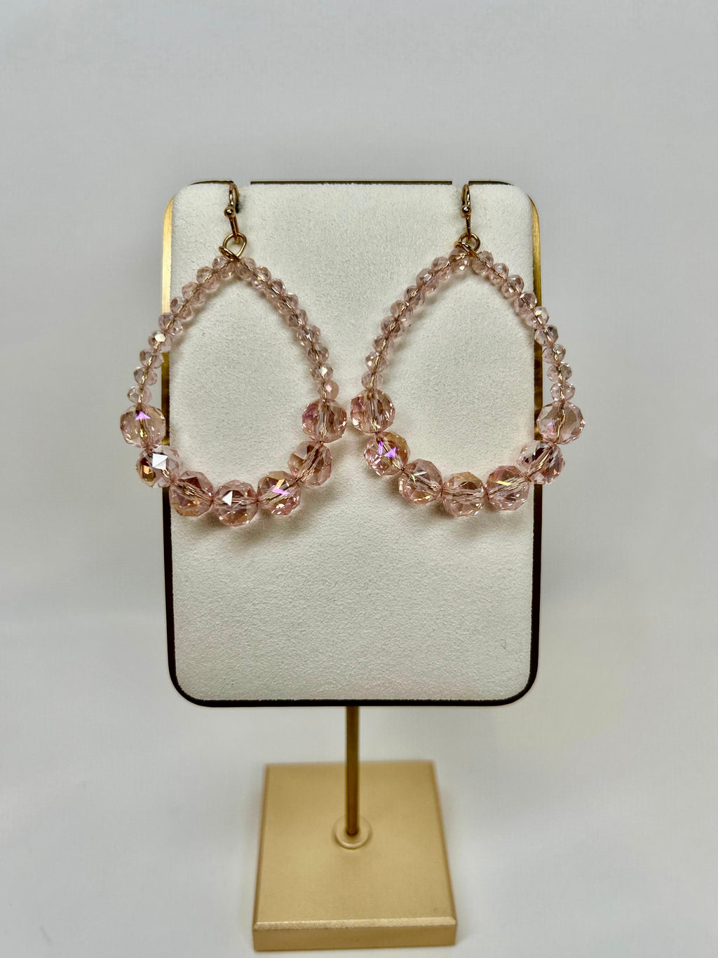 Andrea - Pink Crystal Hoop Earrings