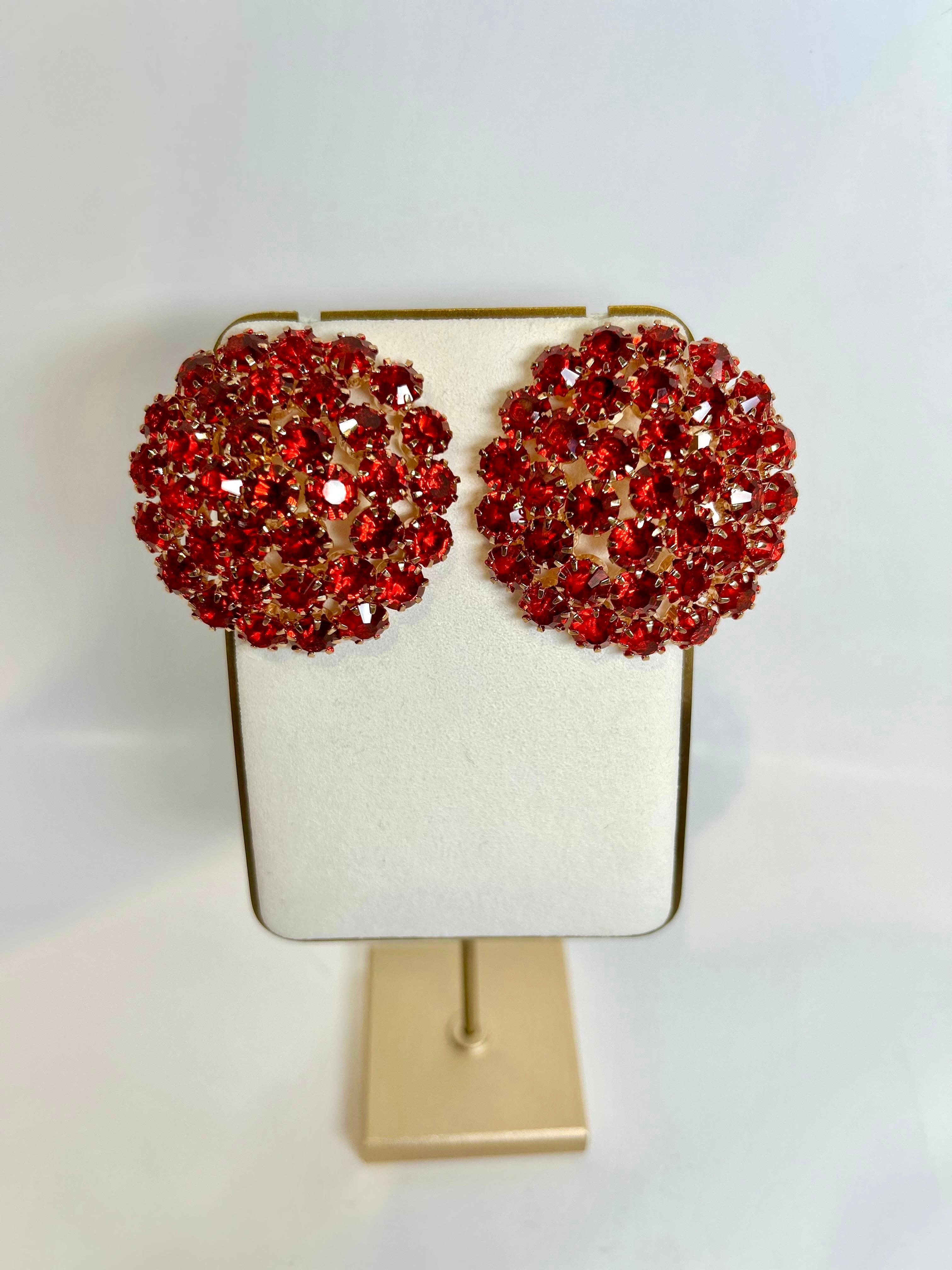 Adela - Red Sparkling Blooms Earrings