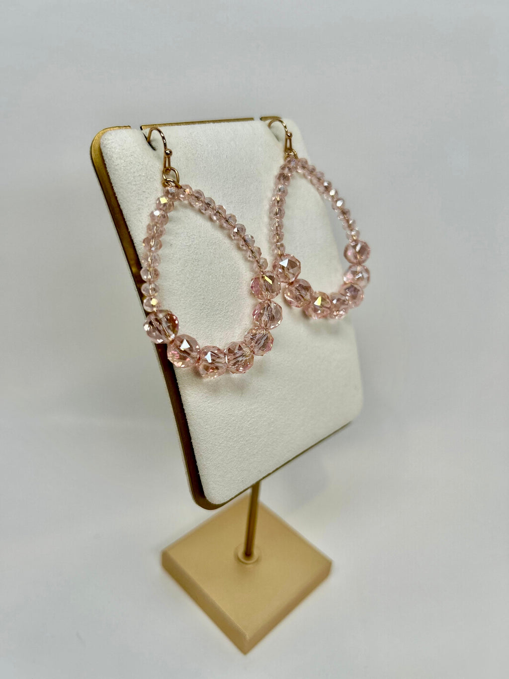 Andrea - Pink Crystal Hoop Earrings
