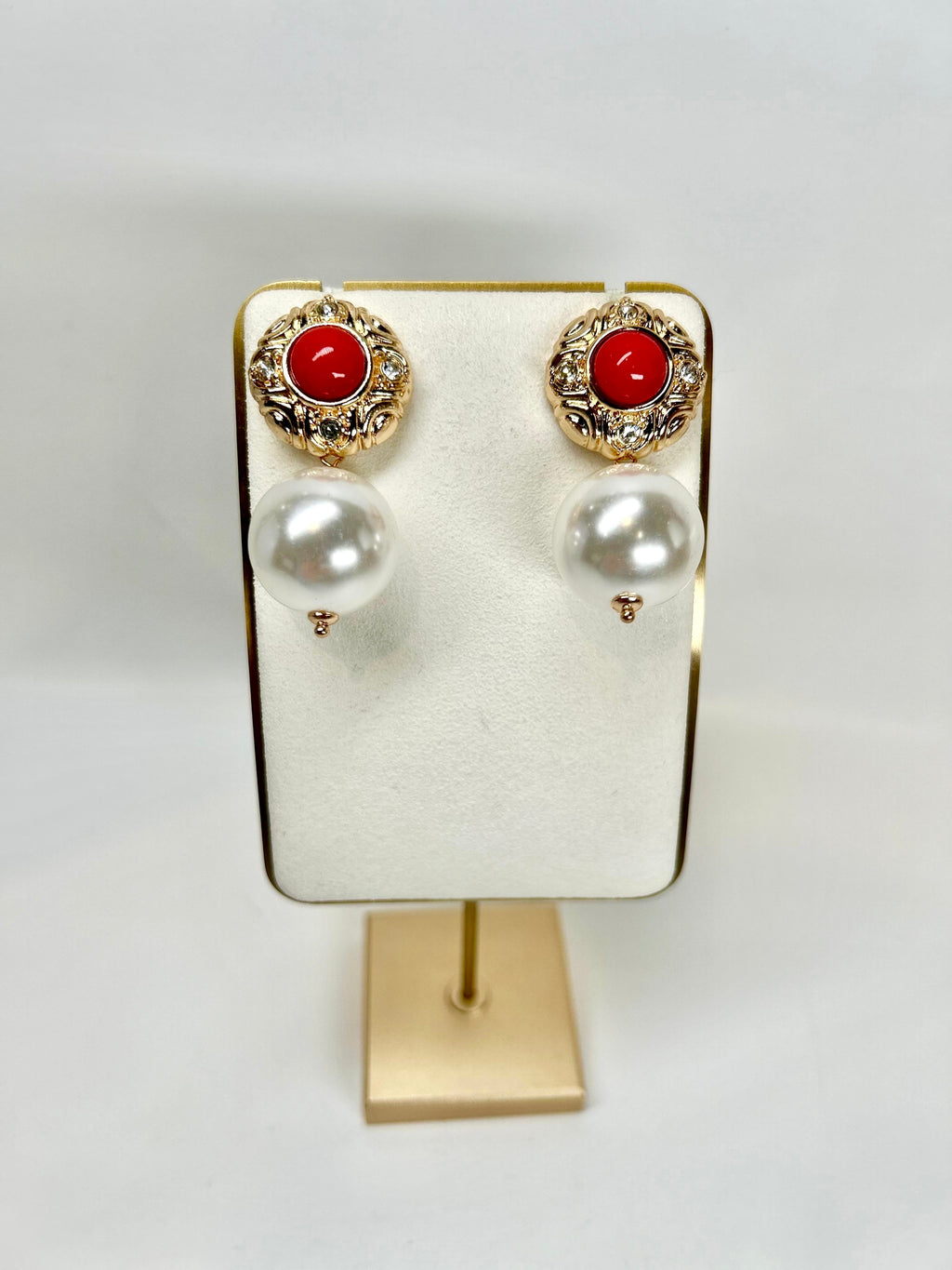 Gisela - Red & Pearl Earrings
