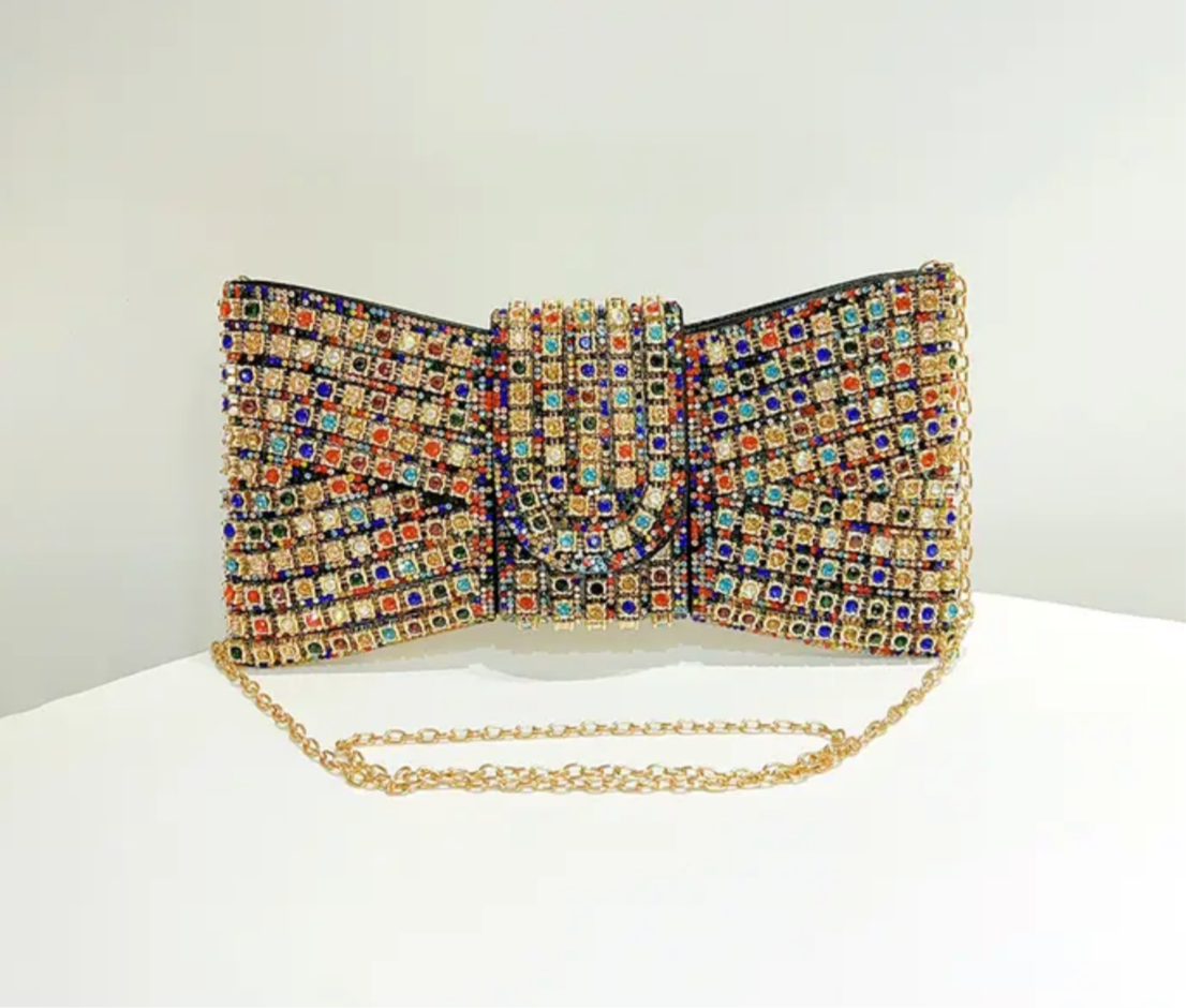 BOW RHINESTONES CLUTCH