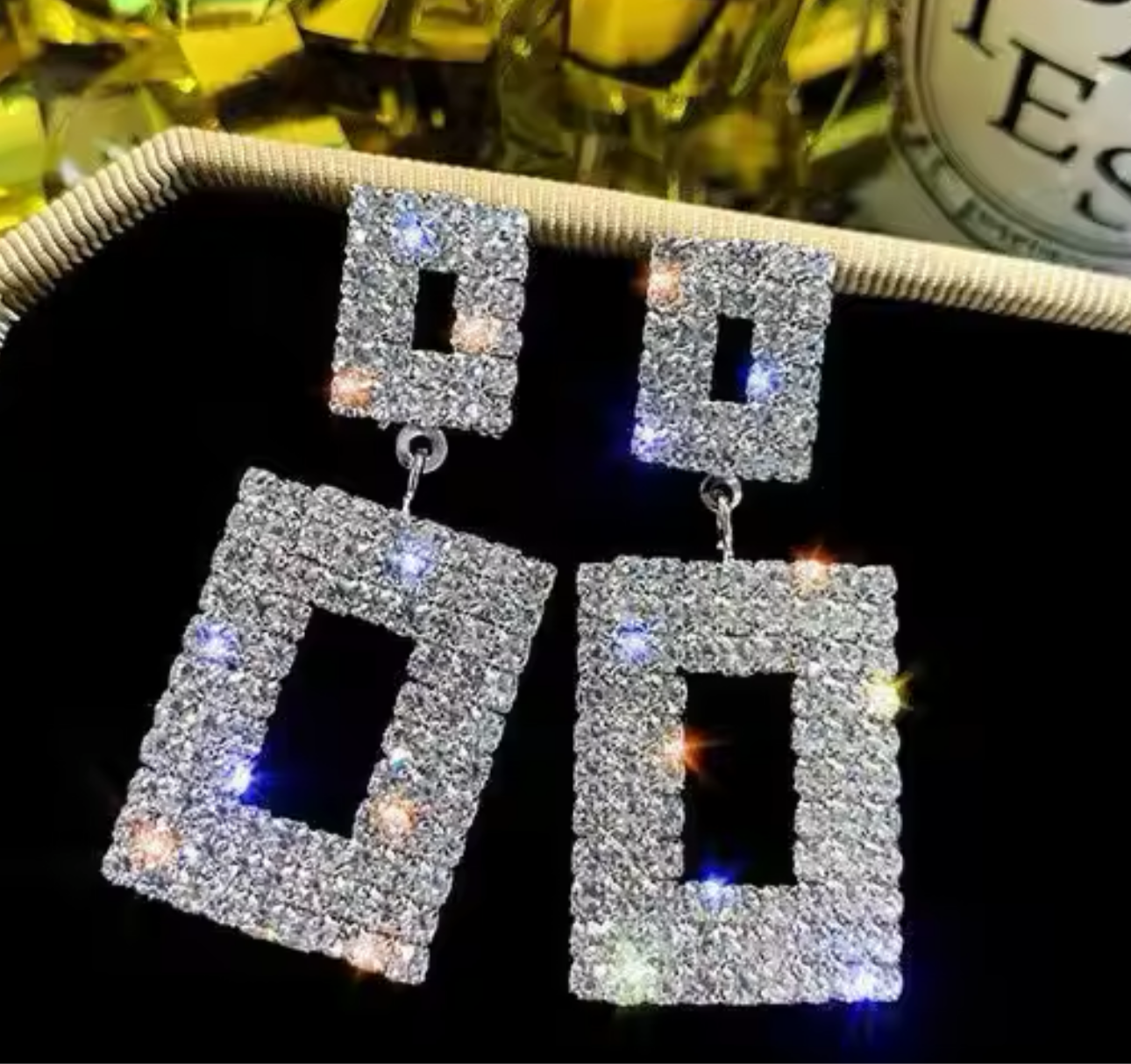 RHINESTONES SQUARE EARRINGS