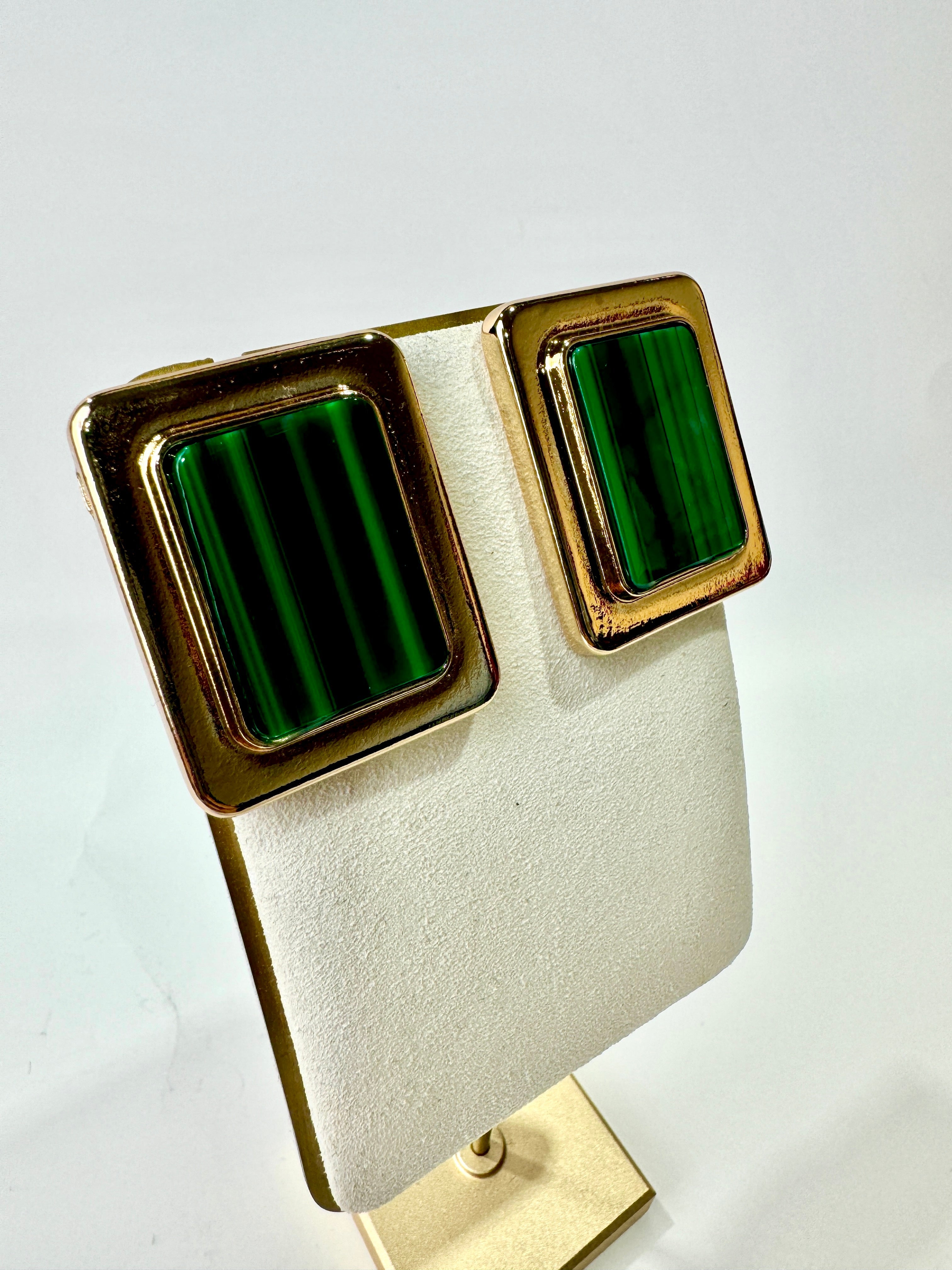 Vivienne - Green Enamel and Gold Earrings