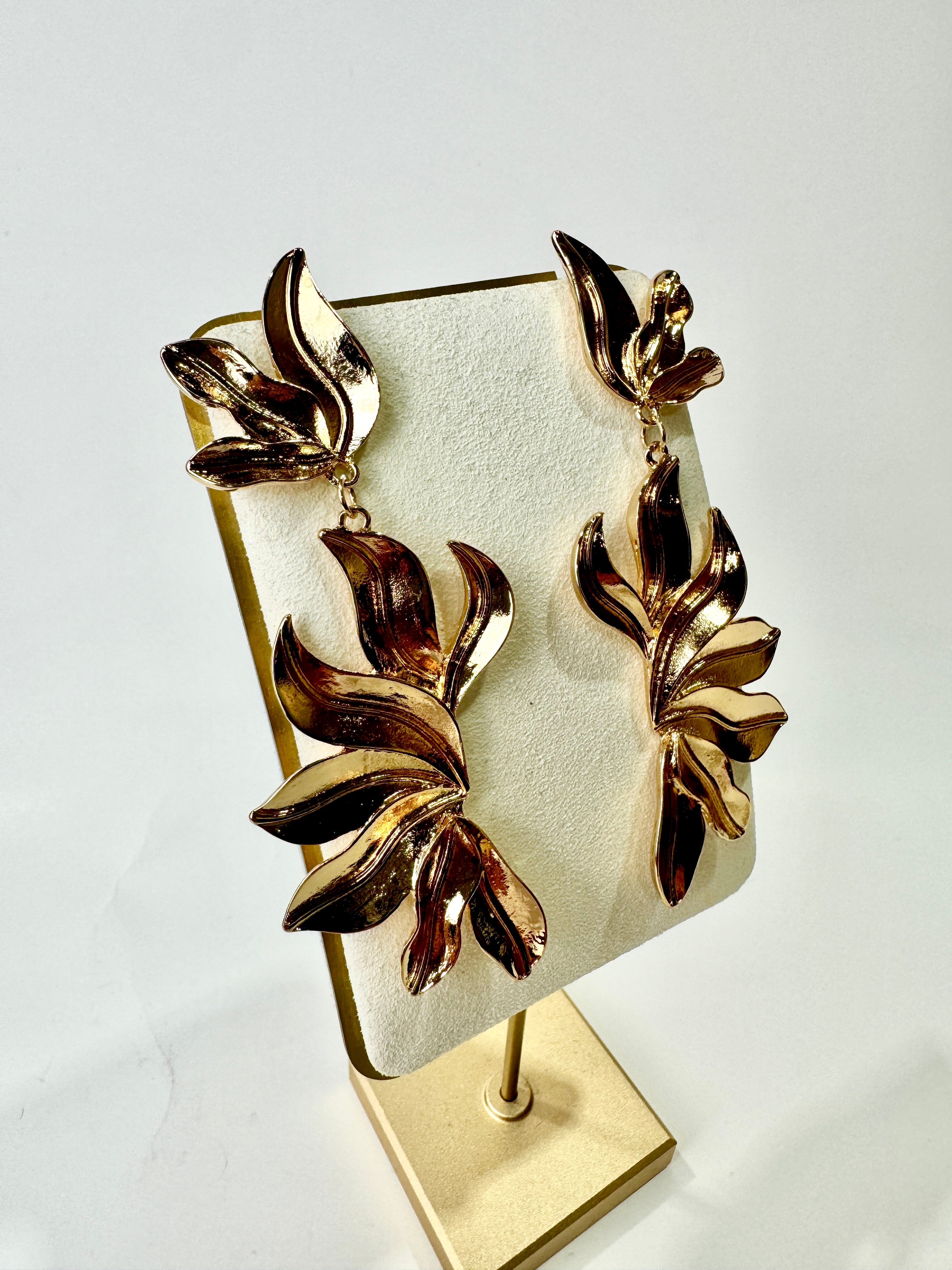 Florence - Gold Floral Drop Earrings