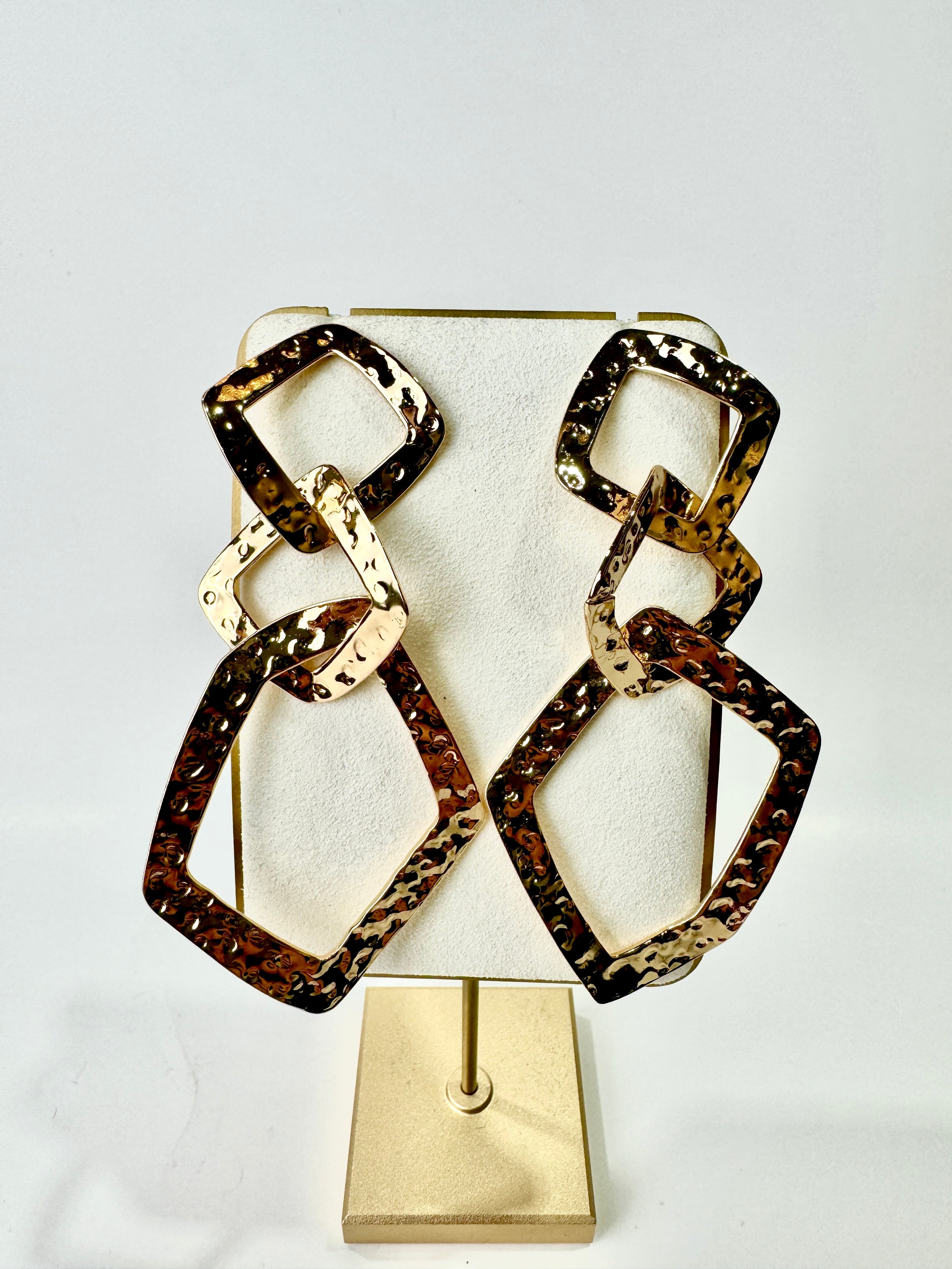 Zara - Geometric Gold Link Earrings
