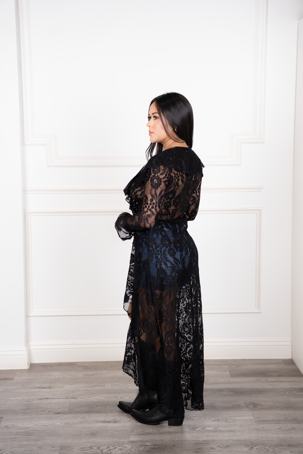 Montana - Black Lace Ruffle Cardigan