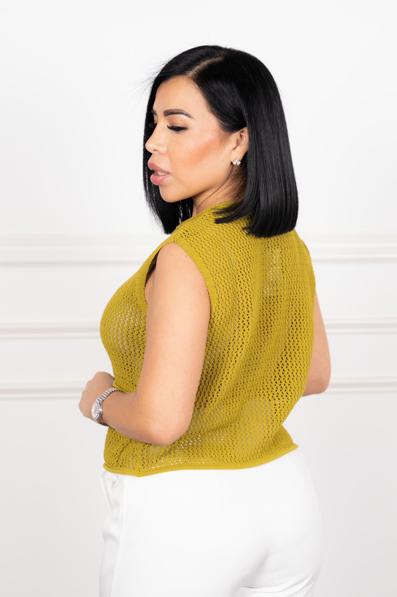 Noheli - Green Knit Blazer-Style Blouse