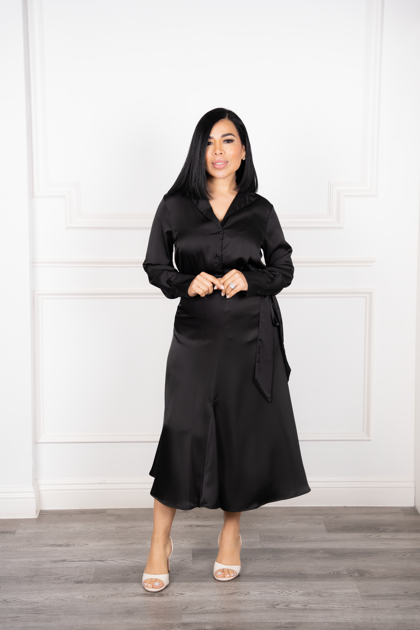 Mia - Black Satin Two-Piece Set