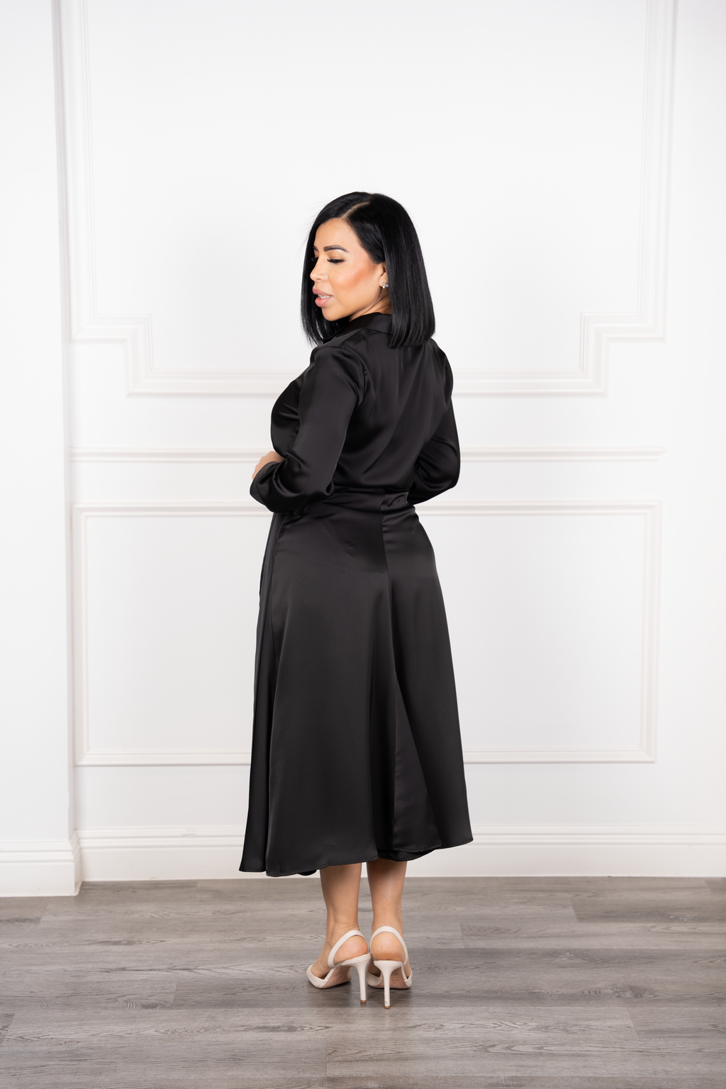 Mia - Black Satin Two-Piece Set