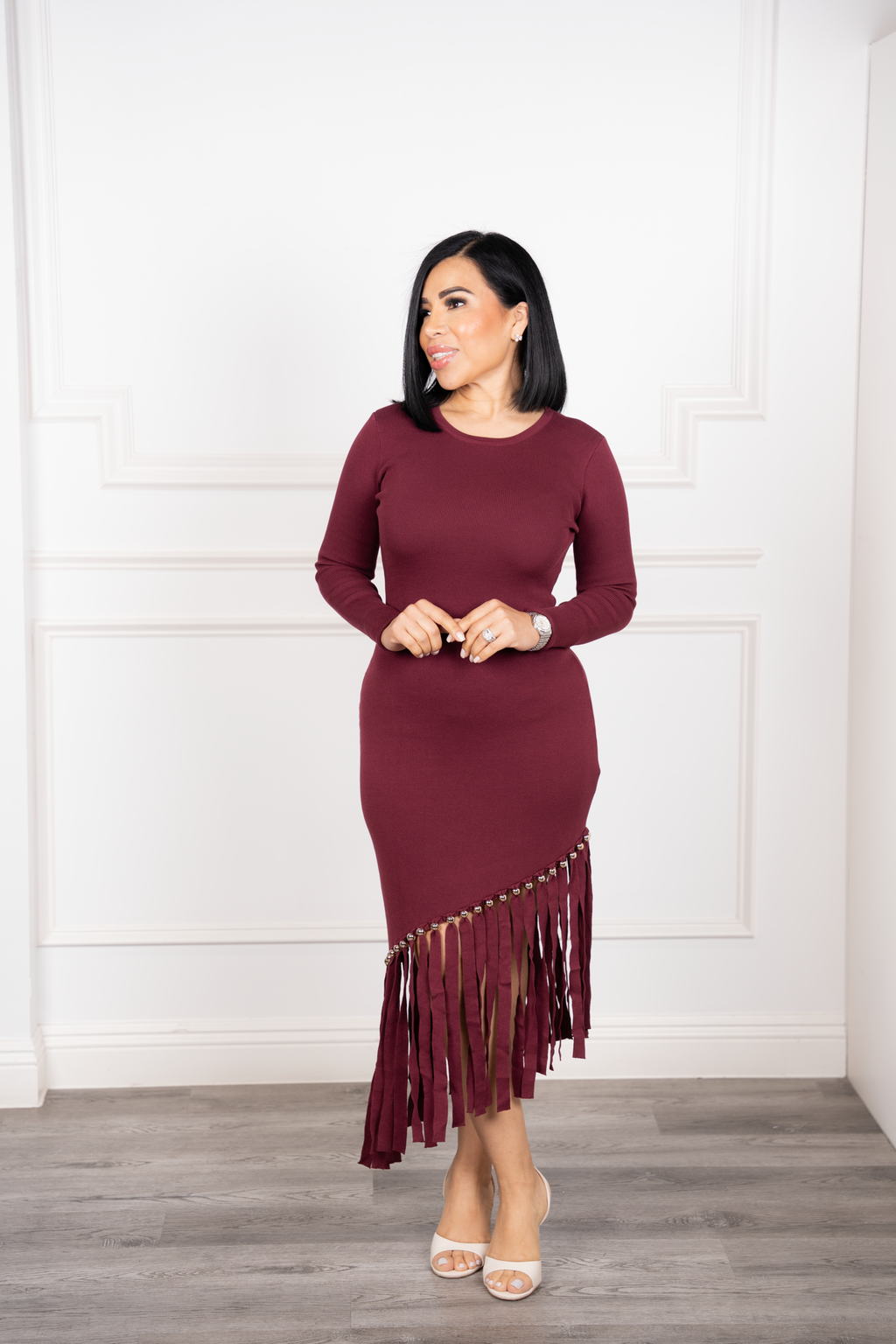 Selene - Burgundy Midi Dress