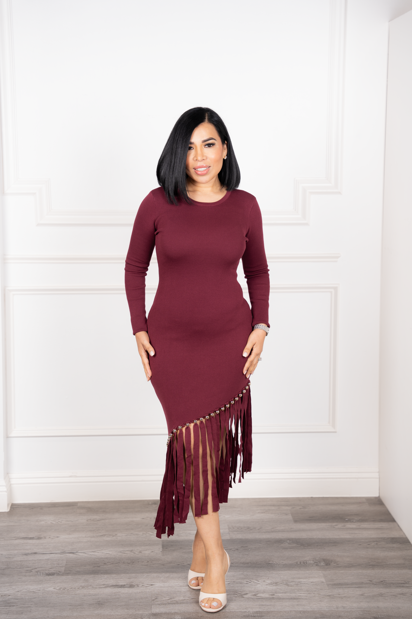 Selene - Burgundy Midi Dress