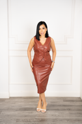 Paola - Camel Leather Two-Piece Set