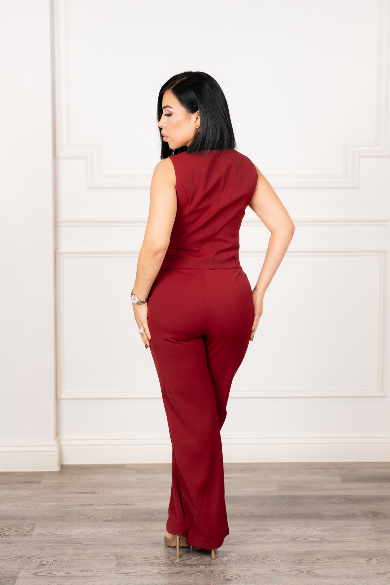 Amaris - Red Two-Piece Buttoned Set