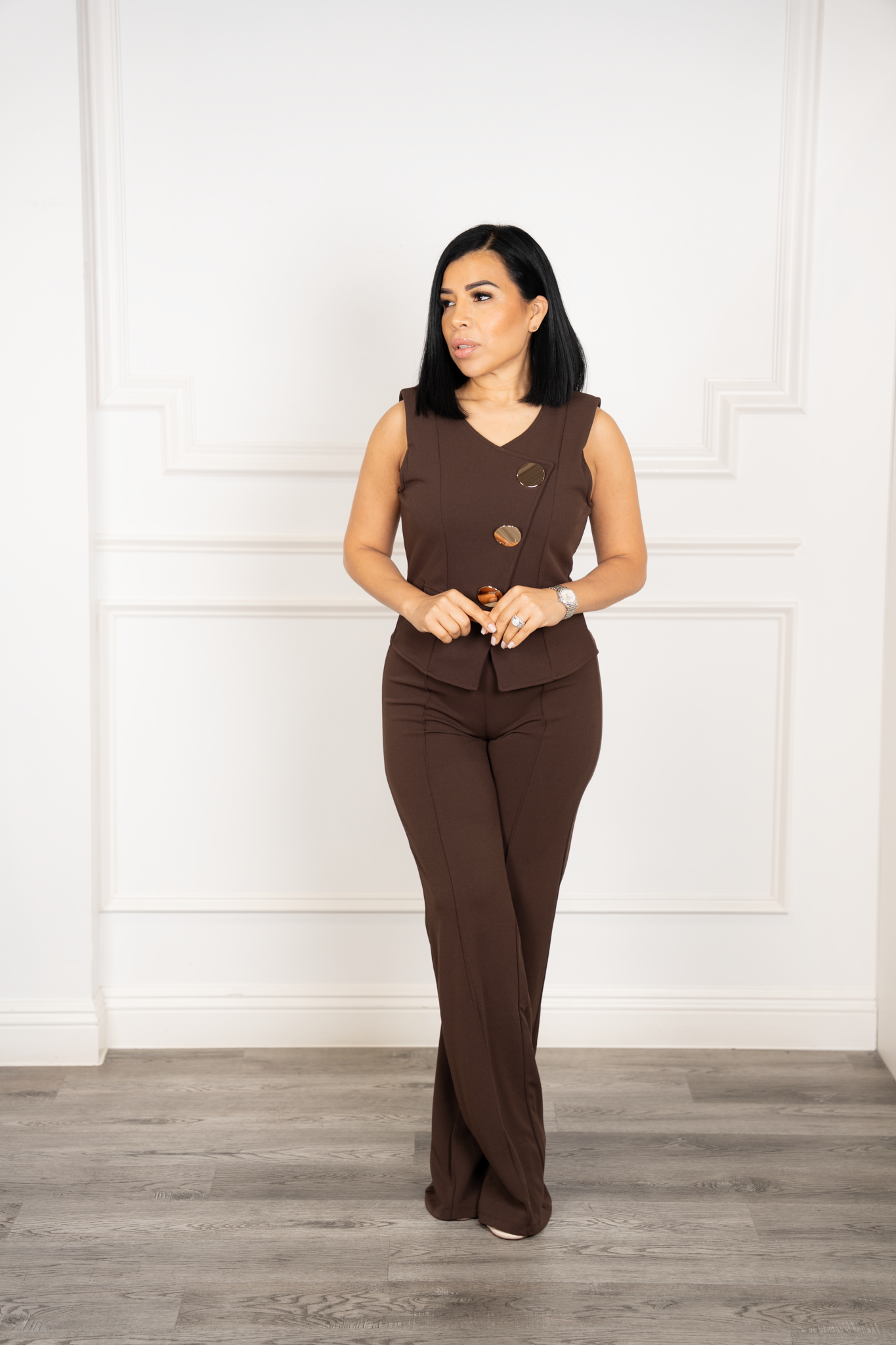 Amanda - Brown Two Piece Set