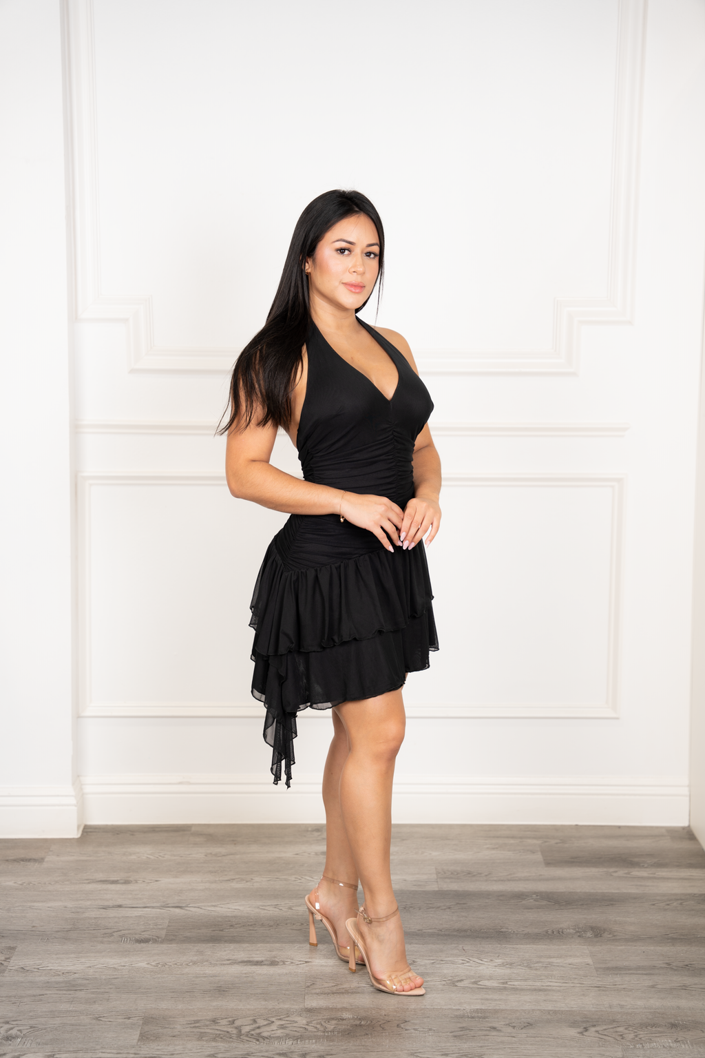 Ariadna - Black Mini Halter Dress