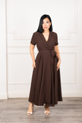 Aitana - Brown Midi A-Line Dress