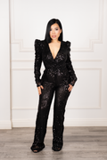 Ursula - Black Sequin Power Jumpsuit