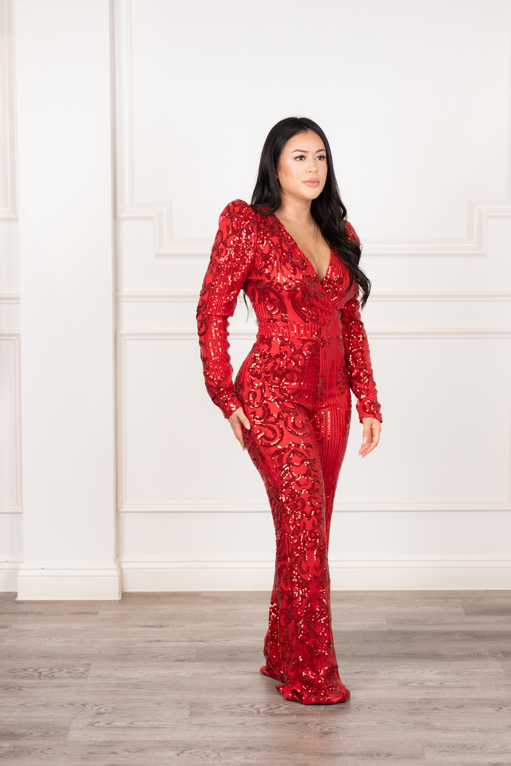 Ursula - Red Sequin Statement Jumpsuit