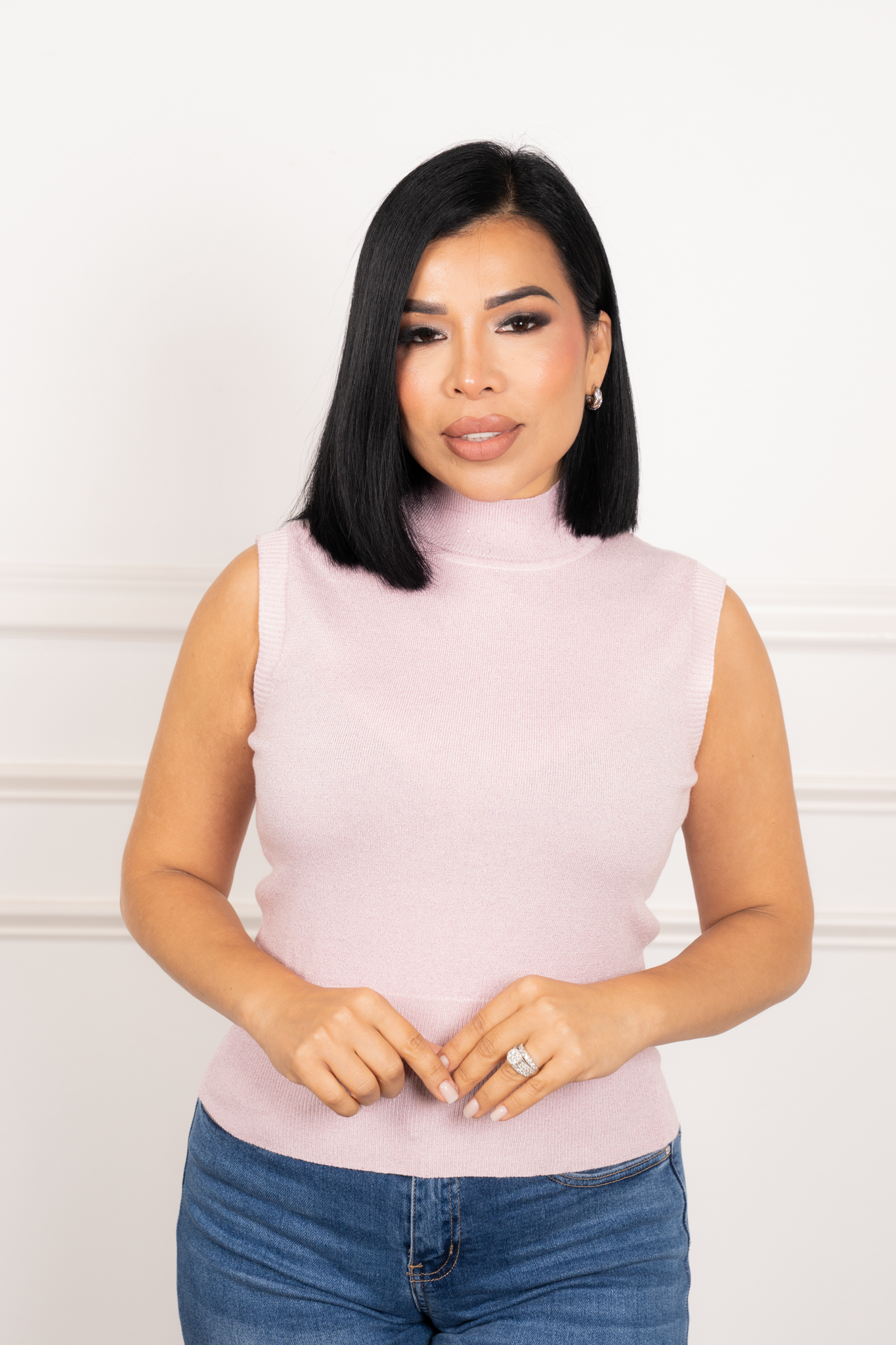 Filippa - Soft Pink Metallic Knit Sleeveless Top