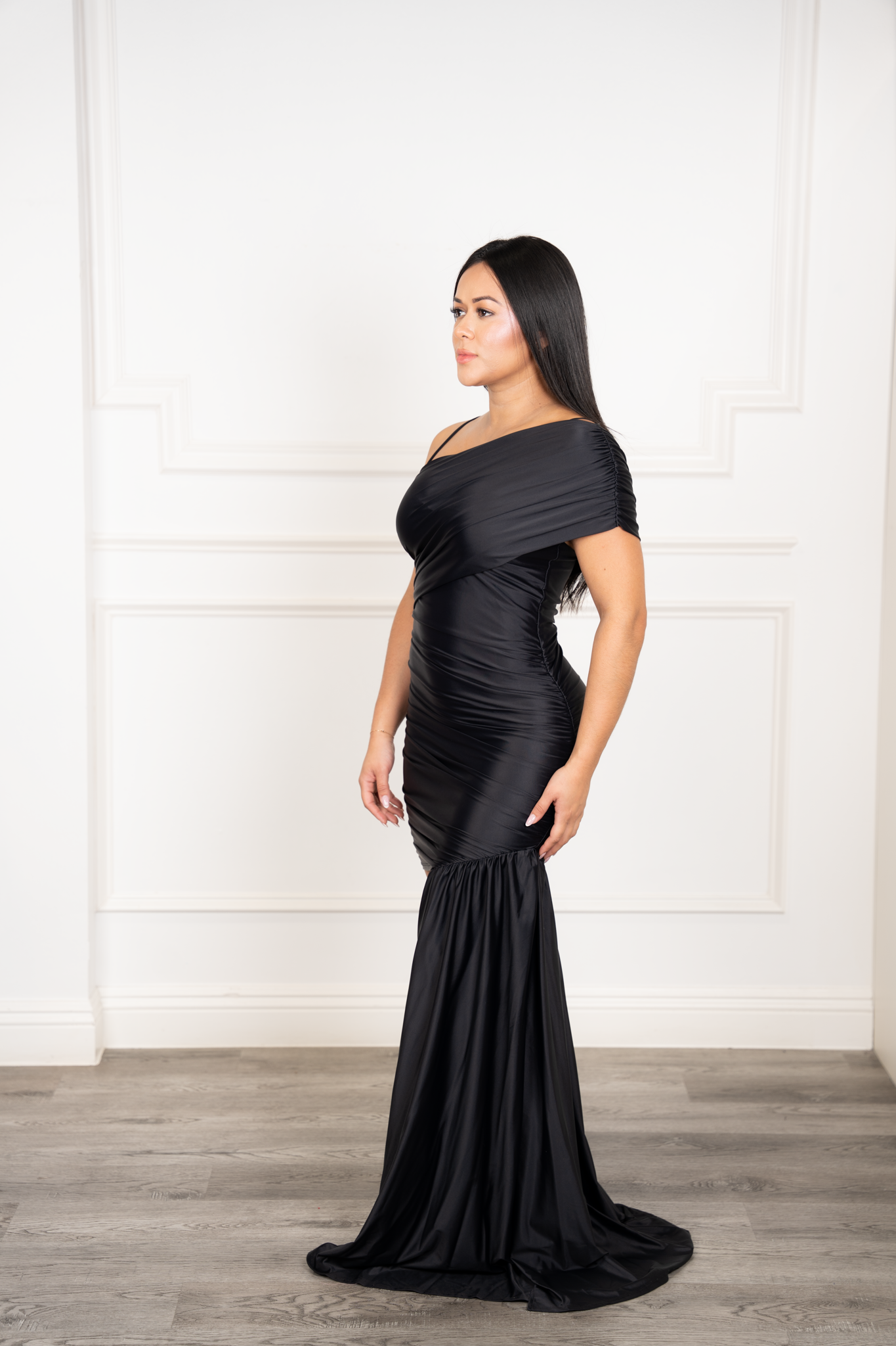 Lilian - Black Asymmetrical Maxi Dress