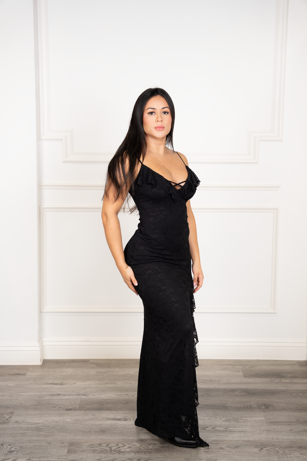 Maribel - Black Lace Maxi Dress