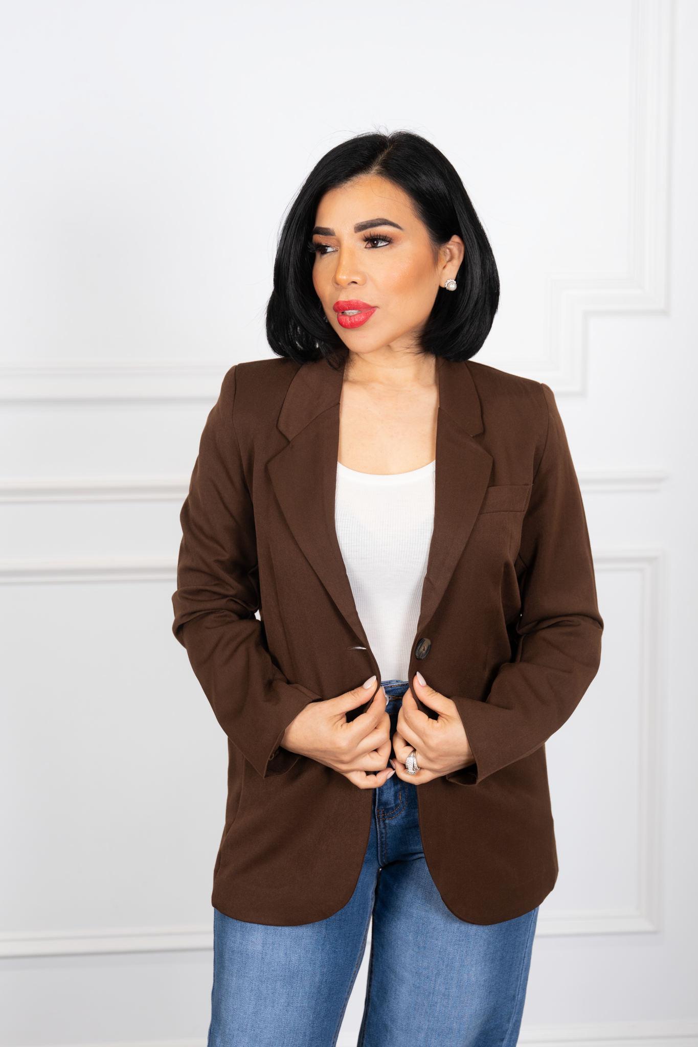 Tiara - Brown Tailored Double-Button Blazer