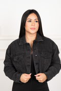 Pamela - Black Cropped Denim Jacket