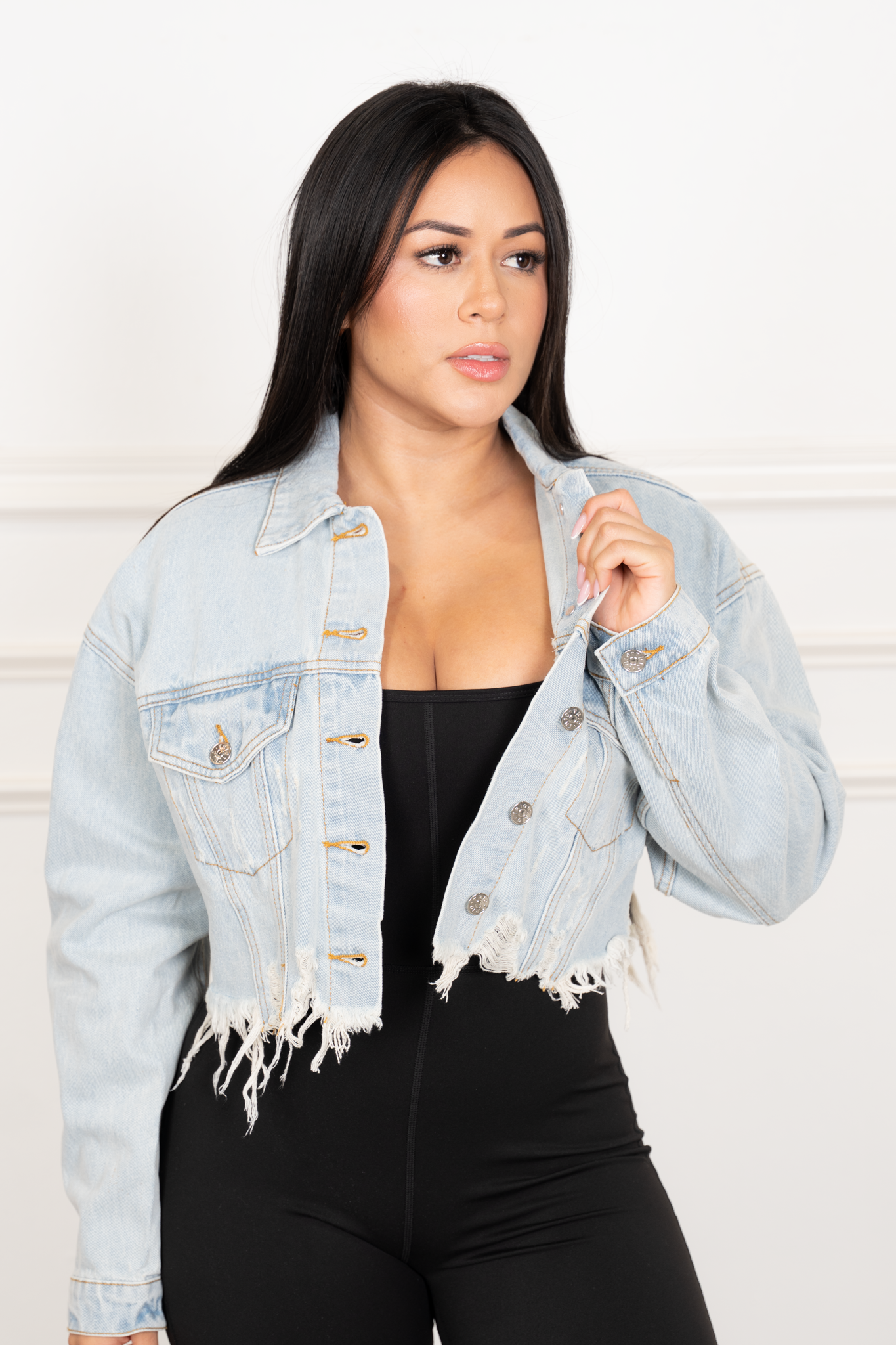 Pamela - Light Blue Cropped Denim Jacket