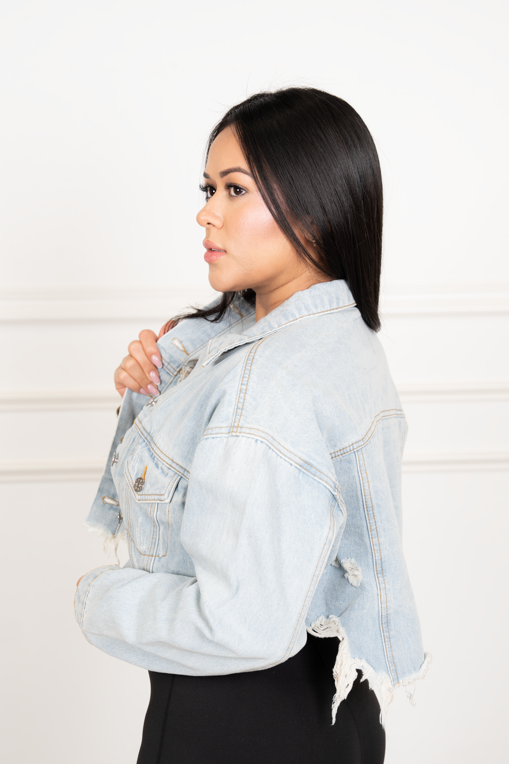 Pamela - Light Blue Cropped Denim Jacket